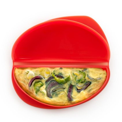 221846 nadoba pro pripravu omelety do mikrovlnne trouby 23 cm cervena silikon lekue