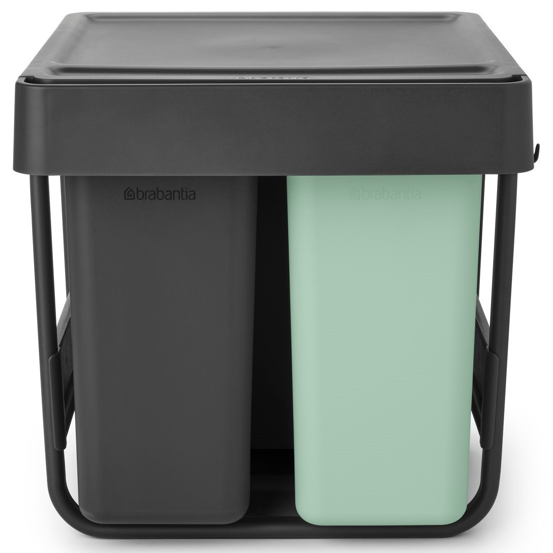 Vgradni koš za smeti SORT & GO 2x 10 l + 1x 20 l, temno siva / žad zelena, plast, Brabantia