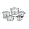 Set posode PURE, set 5 kosov, srebrna, nerjaveče jeklo, Fissler