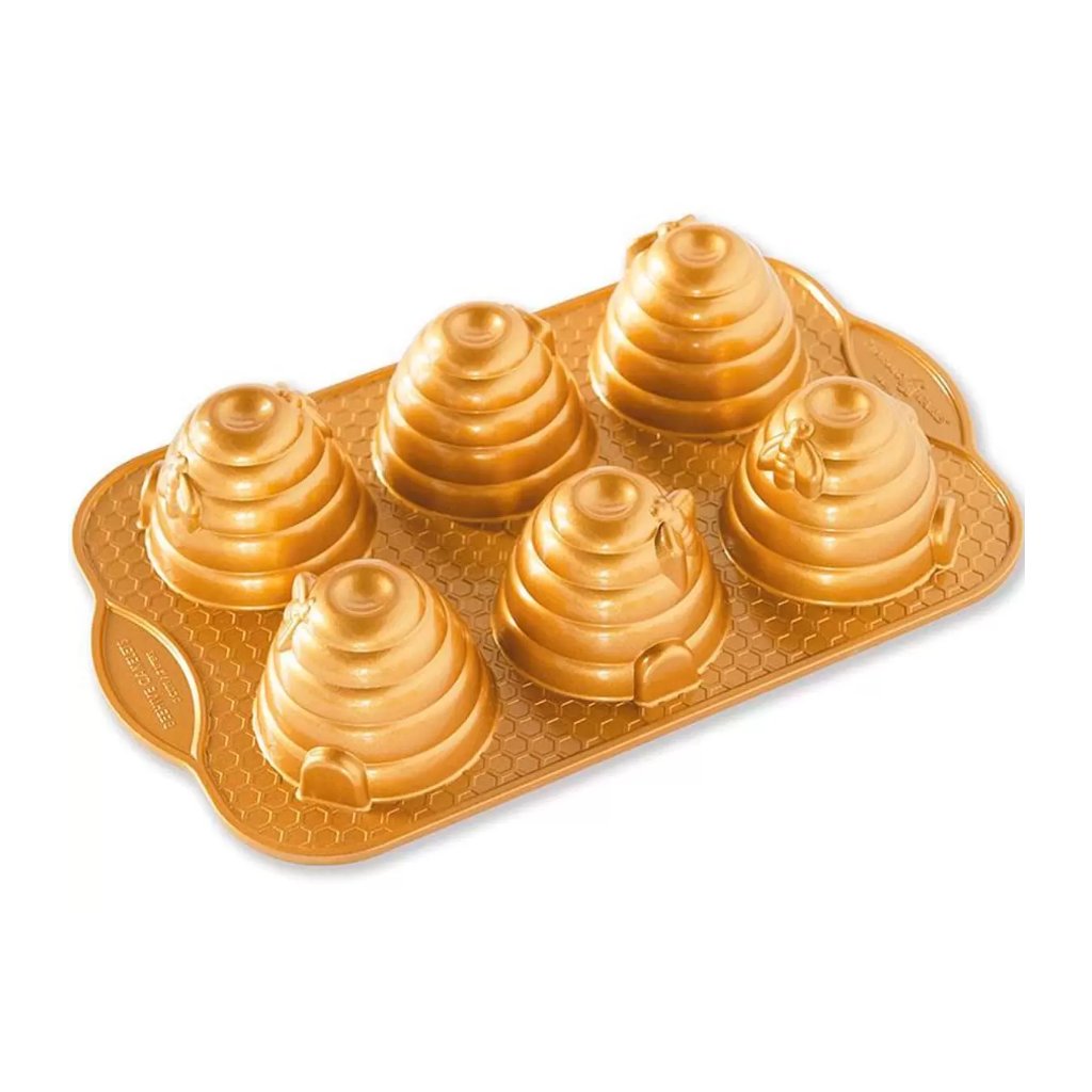 Forma na 6 malých včelích úľov Beehive Bundt® zlatá Nordic Ware