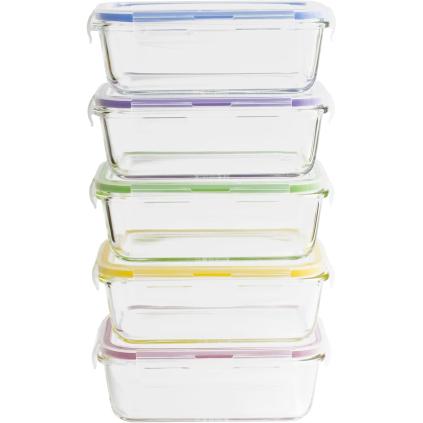 Nádoba na uchovávanie potravín PKV-5SRB 850 ml, sada 5 ks, sklo/plast, Pebbly