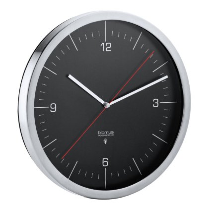 Nástenné hodiny rádiovo riadené RONO čierne O 24 cm Blomus