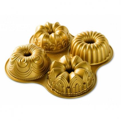 Forma v tvare včelieho plástu QUARTET BUNDT, zlatá, Nordic Ware