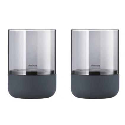 Stojan na čajovú sviečku CALMA 9 cm, sada 2 ks, dymová, beton, Blomus