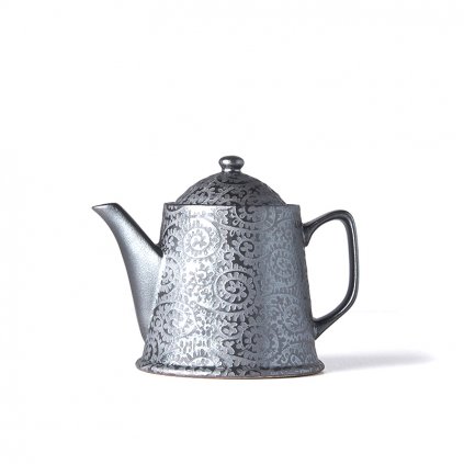 Konvička na čaj BLACK SCROLL 450 ml, keramika, MIJ