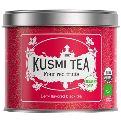 Čierny čaj FOUR RED FRUITS, plechovka sypaného čaju 100 g, Kusmi Tea