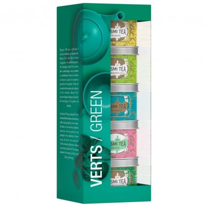 Čajová súprava GREEN TEAS, sada 5 ks plechoviek na zelený čaj 25 g, Kusmi Tea