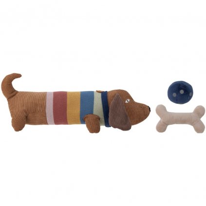 Plyšová hračka CHARLIE pes, 3 ks v sade, hnedá, Bloomingville
