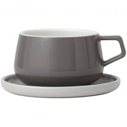 Šálka na čaj s podšálkou ELLA CLASSIC, 250 ml, sivá, Viva Scandinavia
