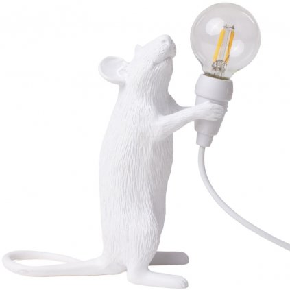 Stolová lampa MOUSE STANDING 14,5 cm, USB zásuvka, biela, Seletti