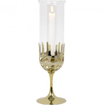 Svietnik na kónickú sviečku HURRICANE 38 cm, mosadz, Bjørn Wiinblad