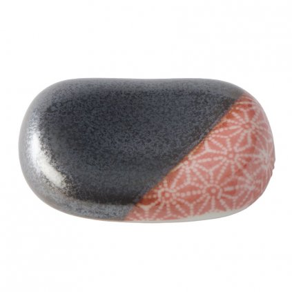 Kamienok na odkladanie paličiek PEBBLE BLACK 4,5 cm, čierny/oranžový, keramika, MIJ