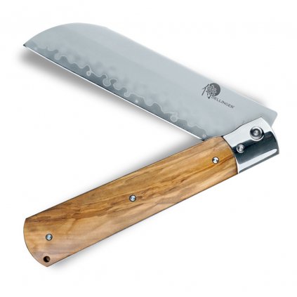 Vreckový nôž SANTOKU OLIVE GUILLOTINE 14 cm, hnedý, Dellinger