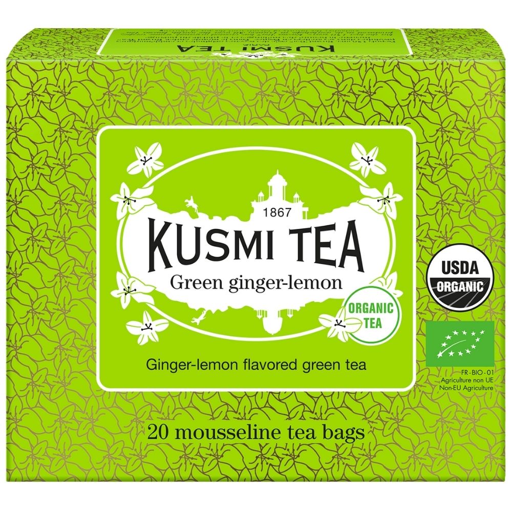 Zelený čaj GINGER LEMON Kusmi Tea 20 mušelínových sáčkov