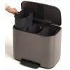 Pedálový odpadkový kôš BO 3 x 11 l, platina, Brabantia