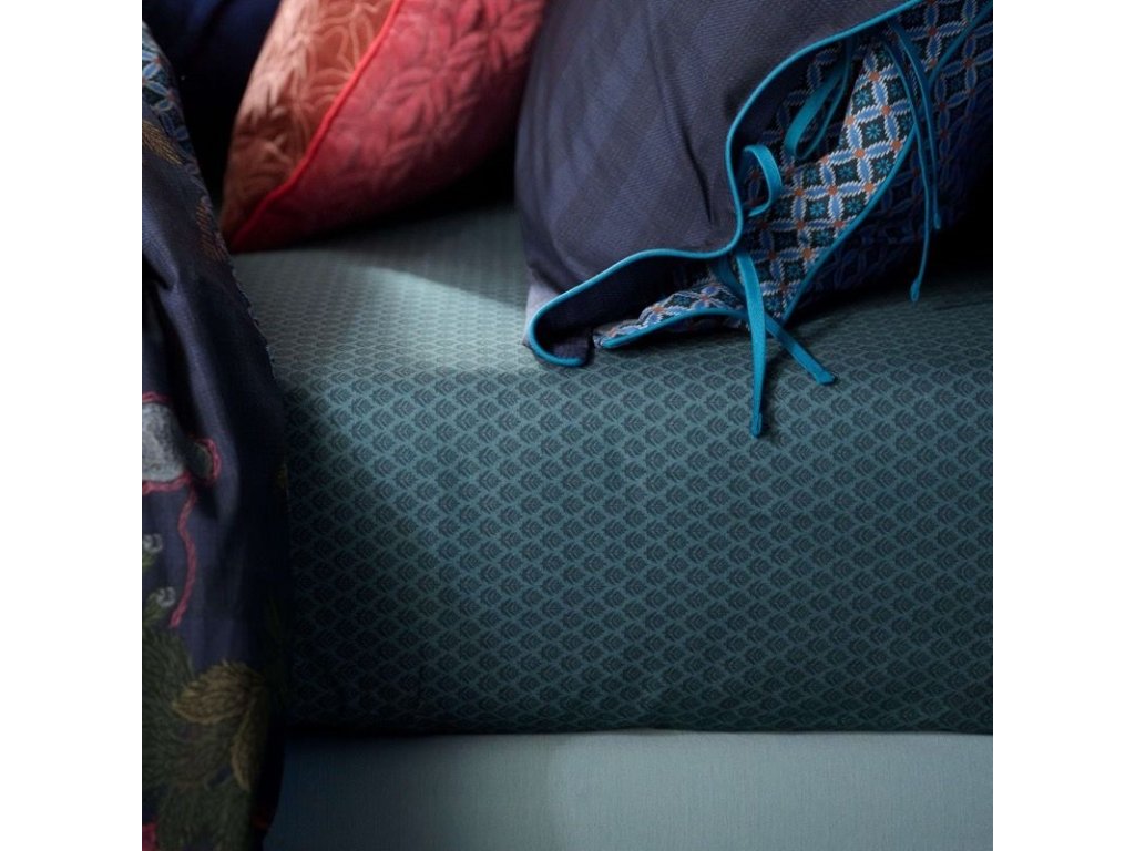 215990 1 jednoluzkove napinaci prosteradlo thousand leaves 90 x 200 cm tmave modra bavlneny perkal pip stu