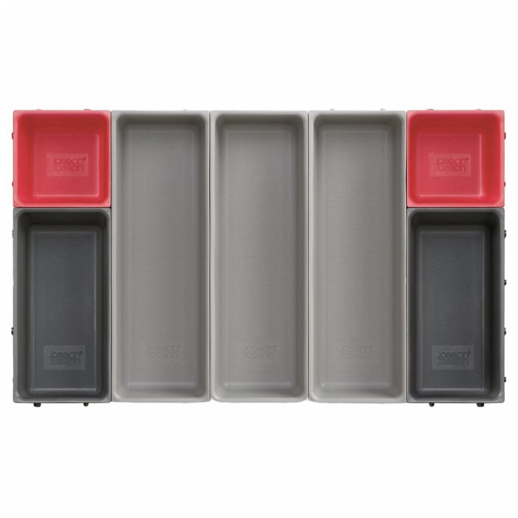 Schubladen-Organizer DUO BLOX 85190, 7-teilig, grau/rot, Joseph Joseph