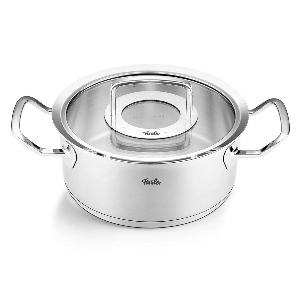 Kochtopf niedrig ORIGINAL PROFI silber, cm, Edelstahl, Fissler 20