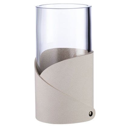 Vase FOLD NUPO 15 cm, Auster, leder / glas, LIND DNA