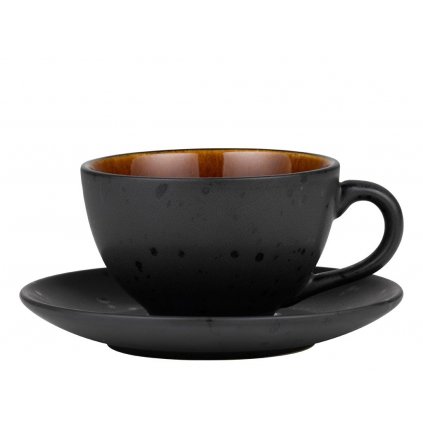 Tasse mit Untertasse Bitz schwarz / bernstein 220 ml