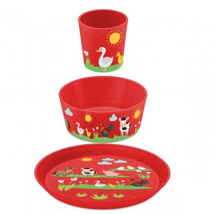 Kindergeschirr Set FARMA (mit einem BAUERNHOF) Koziol 3 Stk.