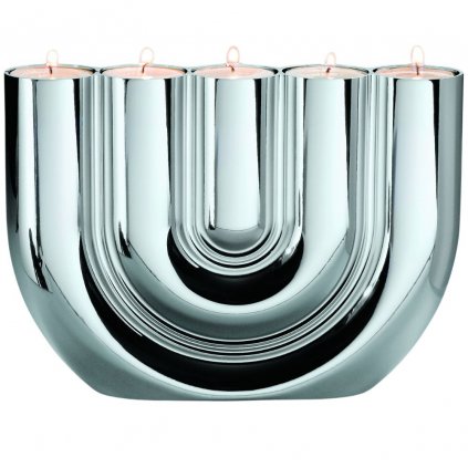 Teelichthalter DOUBLE U Philippi 27 cm silberfarben
