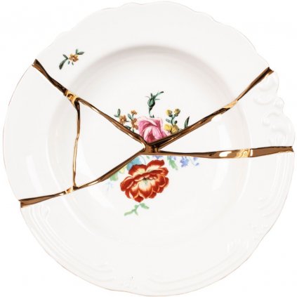 Tiefer Teller KINTSUGI 2 Seletti 22 cm weiß