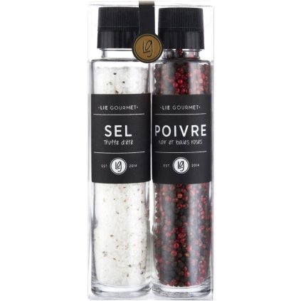 Geschenkset, Trüffelsalz und schwarzer / rosa Pfeffer, mit Mühlen, Lie Gourmet