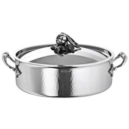 Bratentopf niedrig OPUS PRIMA 30 cm, dekor mit Gemüse, silber, edelstahl, Ruffoni