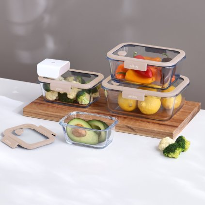 Frischhaltedose PKV-055 1,9 l, Vakuum, Glas, Pebbly