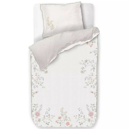 Bettwäsche Einzelbett CAMPO DE FLORES 140 x 200 cm, weiß, Baumwollperkal, Pip Studio