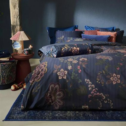 Bettwäsche Einzelbett BUENAS NOCHCES 140 x 200 cm, dunkel blau, Baumwollperkal, Pip Studio