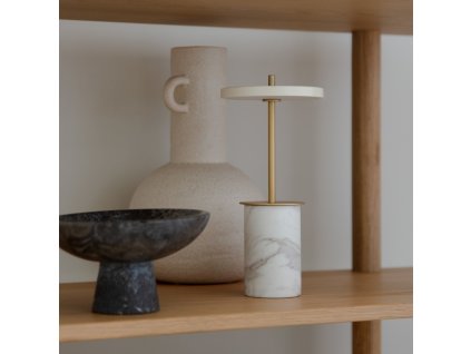 Tischlampe tragbar ASTERIA MOVE 25 cm, weiß, marmor, Umage