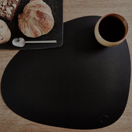 Tischset CURVE BULL 37 x 44 cm, doppelseitig, warm grau / schwarz, leder, LIND DNA