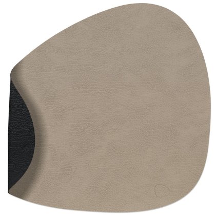 Tischset CURVE BULL 37 x 44 cm, doppelseitig, warm grau / schwarz, leder, LIND DNA