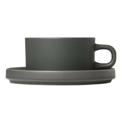 Teetasse mit Untertasse PILLAR, 2er-Set, 170 ml, khaki, Blomus