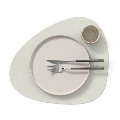Tischset CURVE NUPO 37 x 44 cm, doppelseitig, Leinen / dunkel grau, leder, LIND DNA