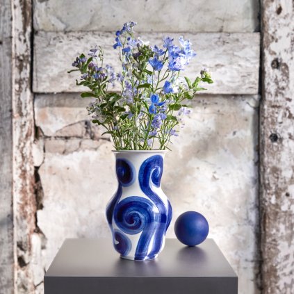 Vase TULLE 22 cm, blau, steingut, Kähler