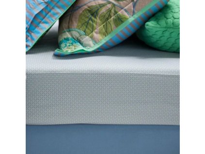 Spannbettlaken Doppelbett CROSS STITCH 180 x 200 cm, grau-blau, Baumwollperkal, Pip Studio