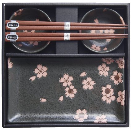 Sushi Set BLACK UND PINK SAKURA, 4-teilig, MIJ