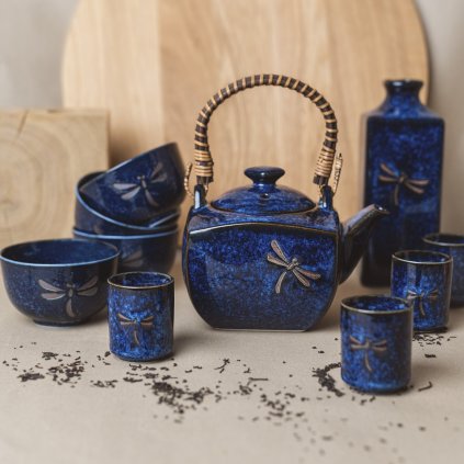 Sake Set DRAGONFLY, 5-teilig, blau, MIJ