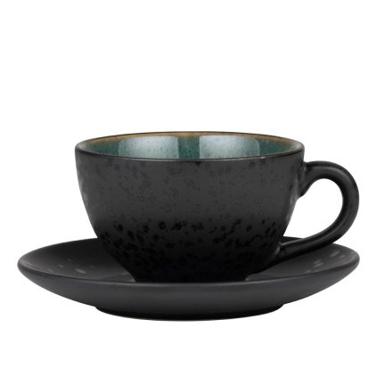 Teetasse mit Untertasse 220 ml, schwarz/grün, Bitz