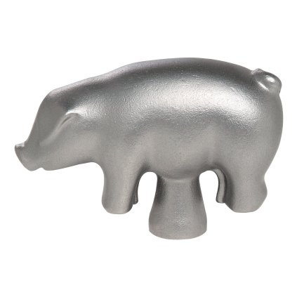 Deckelknauf Tierknopf SCHWEIN, Silber, Staub