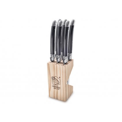 Steakmesser-Set mit Block Laguiole Premium 6 Stück schwarz