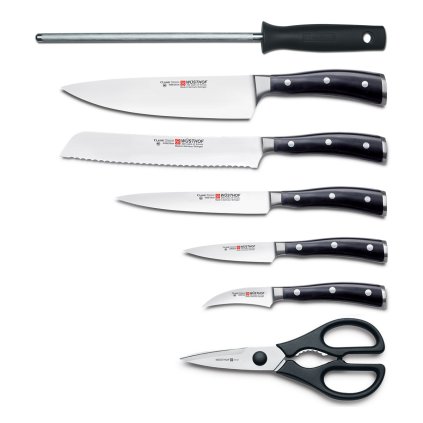 Messerblock Set CLASSIC IKON, 8-teilig, mit Wetzstahl und Schere, schwarz, Wüsthof