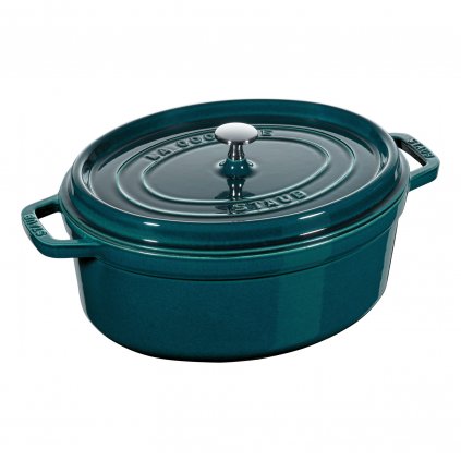 Cocotte 31 cm, meerblau, Gusseisen, Staub