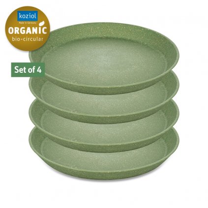 Kunststoffteller CONNECT, 4er-Set, 20,5 cm, Natural Blattgrün, Koziol