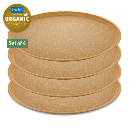 Kunststoffteller CONNECT, 4er-Set, 25,5 cm, natürliche Holzfarbe, Koziol