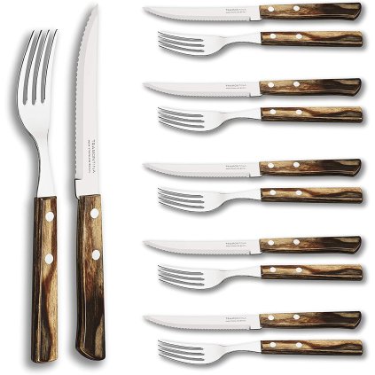 Steak Besteckset CHURRASCO, 12-teilig, Holzgriffe, Tramontina