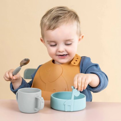 Kinderbecher mit Henkel PEEKABOO CROCO 170 ml, grau, Done by Deer